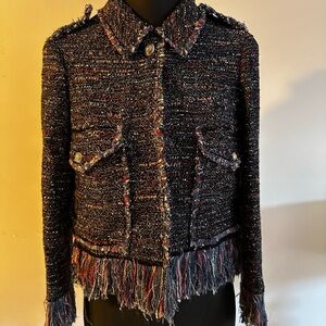 Zara  Tweed Blazer with Fringe